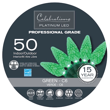 Celebrations PLTNM LED C6 GRN 50CT LEDR-C650-GR6PA